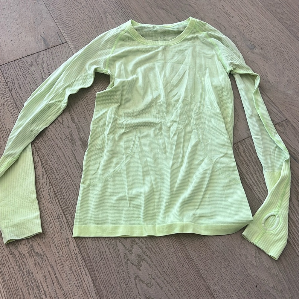 Lululemon Lime yellow Long Sleeve Top with Thumb Holes